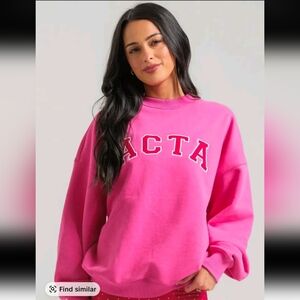 NWT ACTA 🩷 Hot Pink Crewneck- Valentines Drop S/M